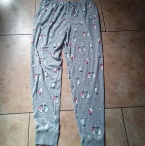 Gray Pajama Pants with Penguin Print
